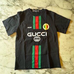 Gucci Black Tee with Red and Green Stripe Detail